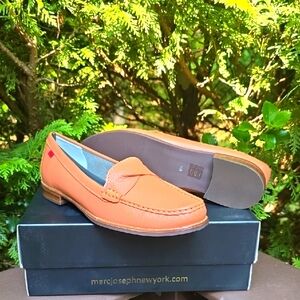 Marc Joseph Vibrant Orange Leather Loafers